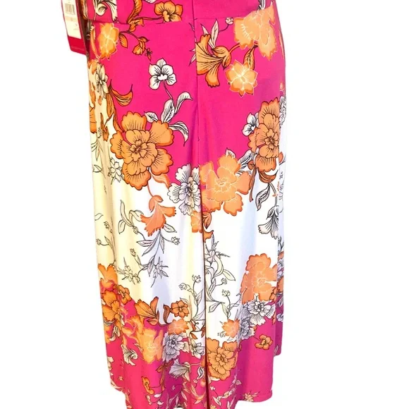 Vince Camuto dress floral mixed print sleeveless side knot twist front midi - Picture 16 of 16